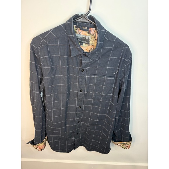 PLADRA Mens Shirt M Medium Button Up Long Sleeve Plaid Novelty Cougar Print - Picture 1 of 4